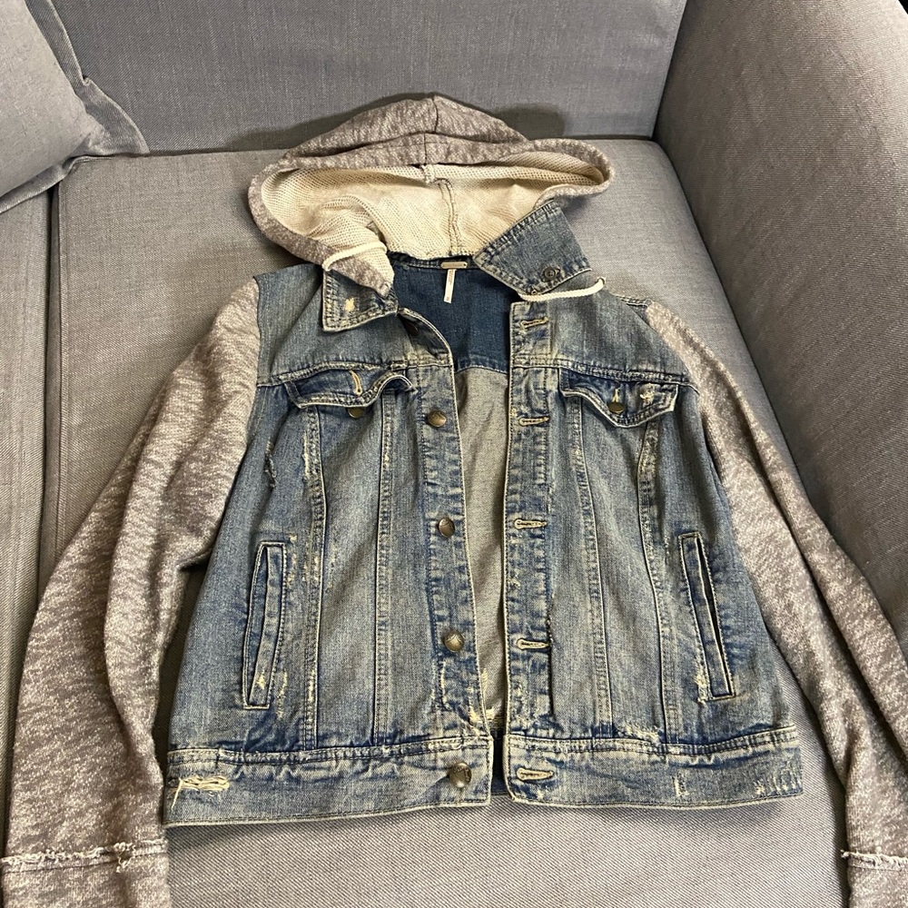 Free people distressed denim jacket